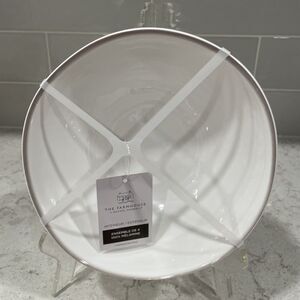 Set 4 WHITE TAUPE GRAY RIM Melamine 7.25x3” Salad Bowls Farmhouse / Panama Jack